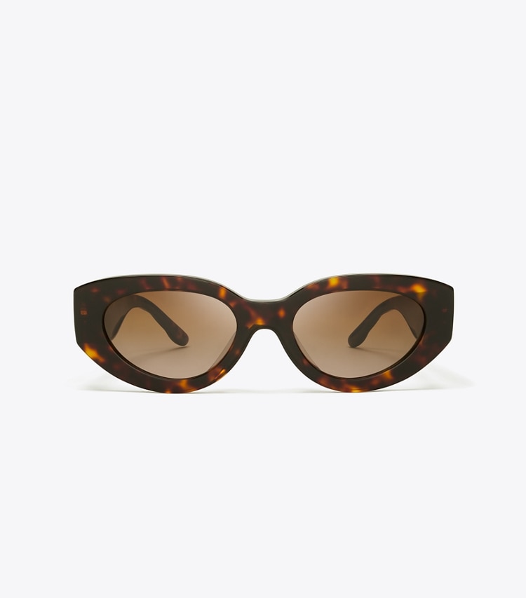 TORY BURCH WOMEN'S KIRA CAT-EYE SUNGLASSES - Dark Tortoise/Brown Gradient