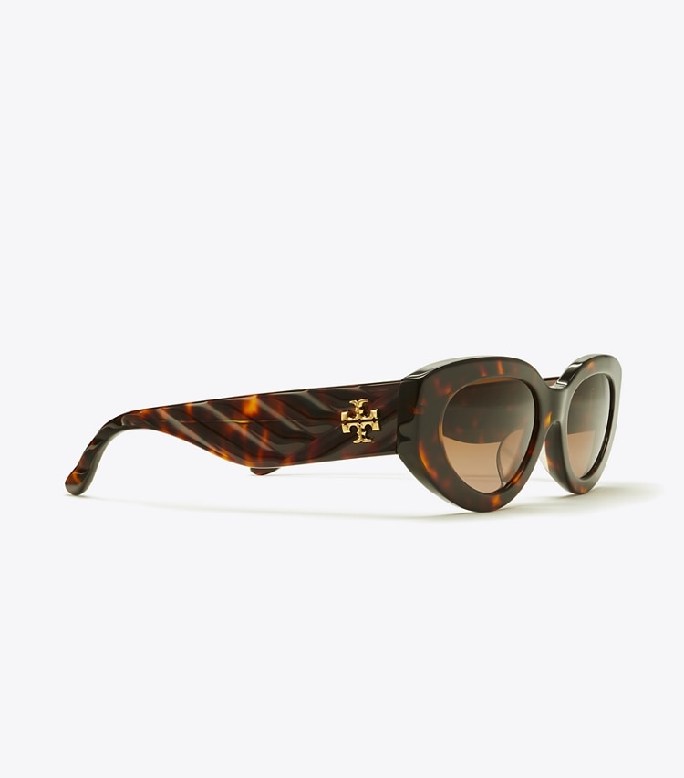 TORY BURCH WOMEN'S KIRA CAT-EYE SUNGLASSES - Dark Tortoise/Brown Gradient