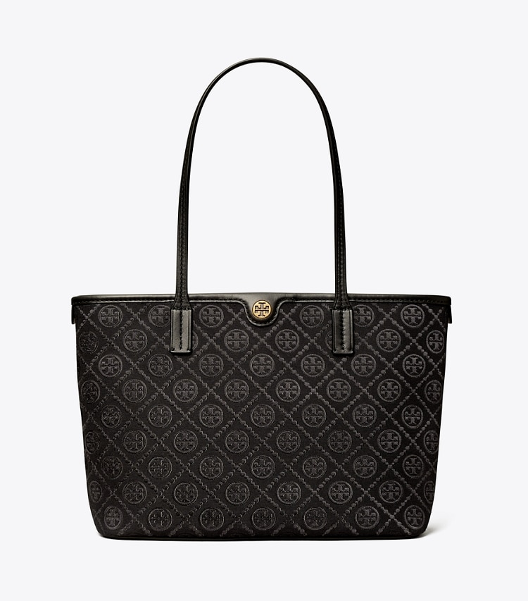 TORY BURCH WOMEN'S SMALL T MONOGRAM ZIP TOTE - Black