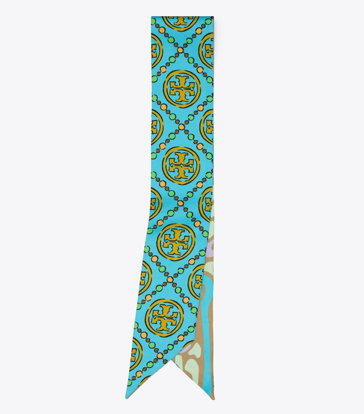 TORY BURCH WOMEN'S T MONOGRAM RIBBON TIE - Bright Blue