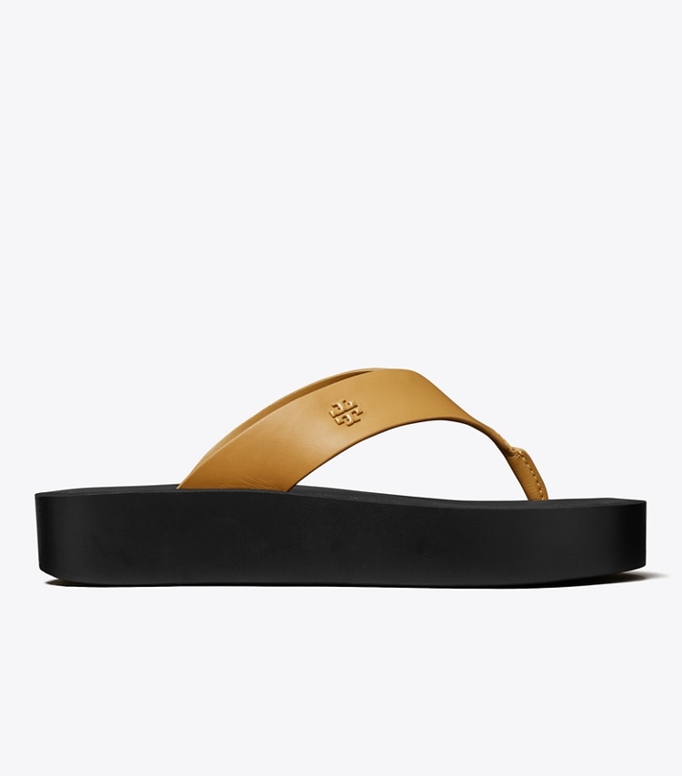 TORY BURCH WOMEN'S PLATFORM FLIP-FLOP - Ginger Shortbread / Black