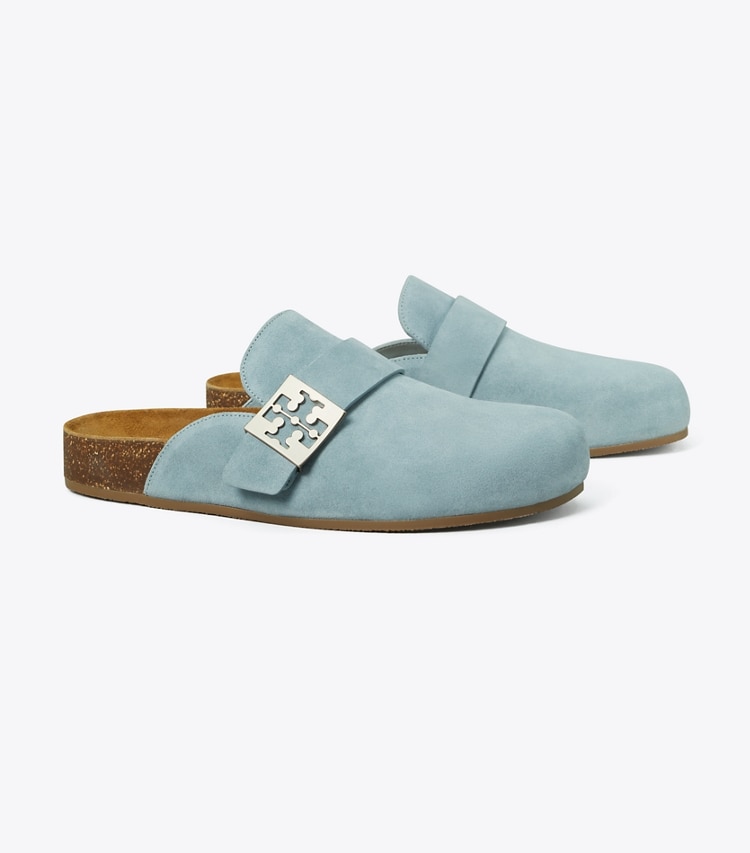 TORY BURCH WOMEN'S SUEDE MELLOW MULE - Light Steel Blue - Click Image to Close