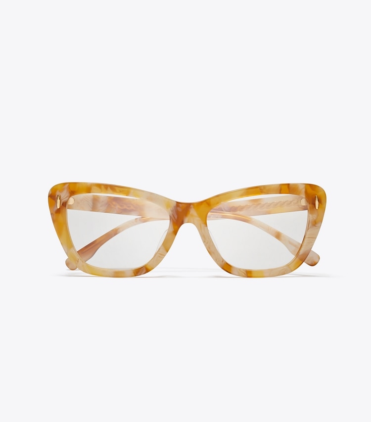 TORY BURCH WOMEN'S MILLER BUTTERFLY EYEGLASSES - Honey Tortoise