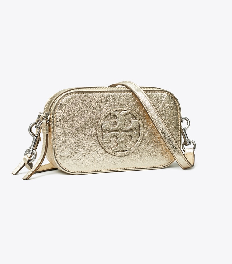 TORY BURCH WOMEN'S MINI MILLER METALLIC CROSSBODY BAG - Gold - Click Image to Close