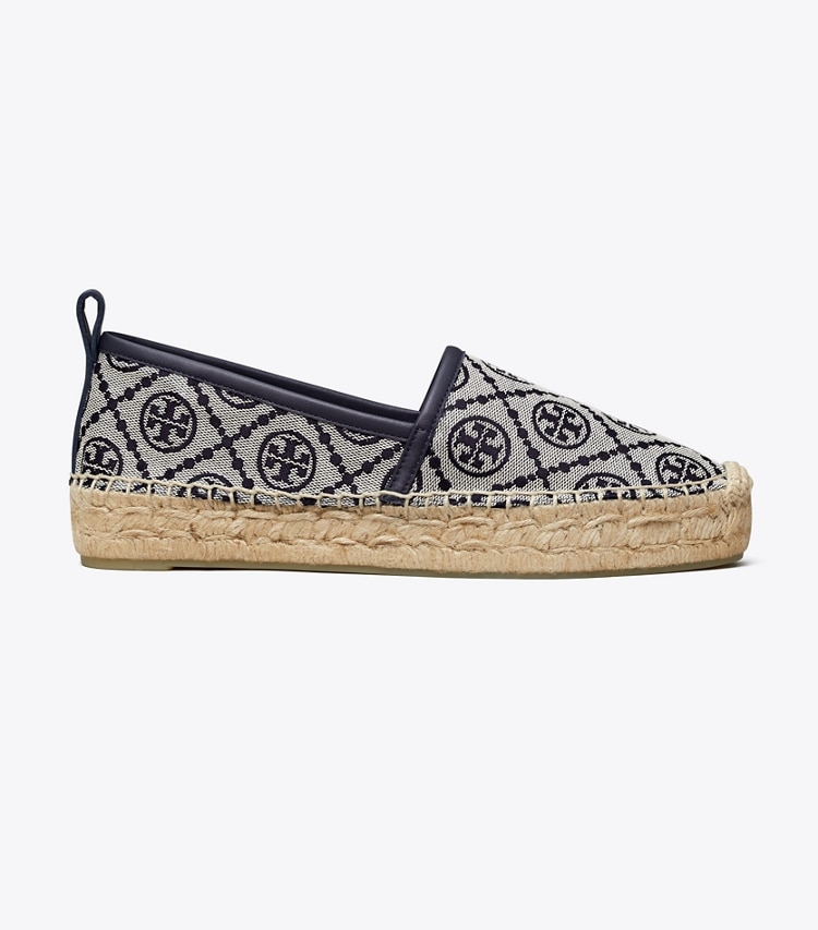 TORY BURCH WOMEN'S T MONOGRAM PLATFORM ESPADRILLE - Navy Logo Jacquard / Perfect Navy