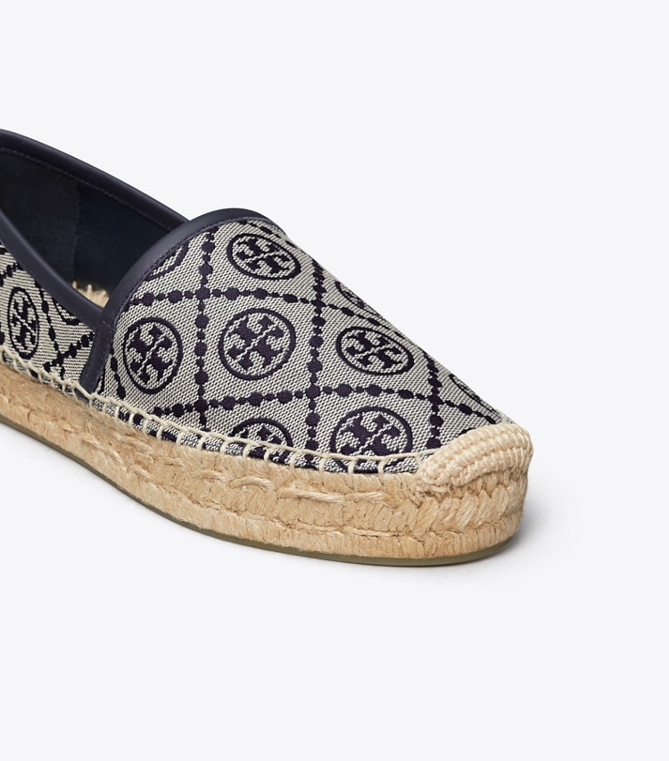 TORY BURCH WOMEN'S T MONOGRAM PLATFORM ESPADRILLE - Navy Logo Jacquard / Perfect Navy