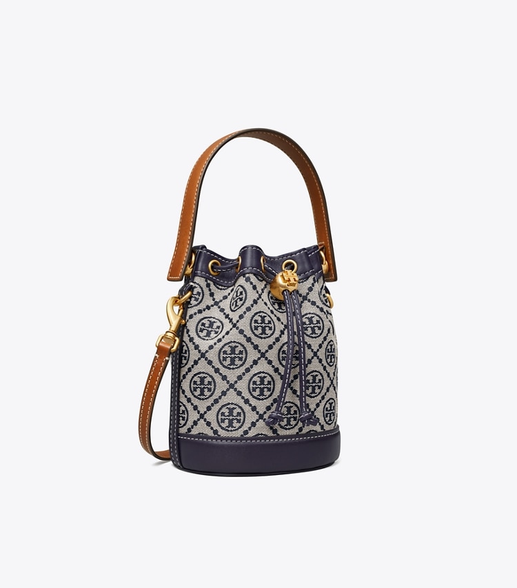 TORY BURCH WOMEN'S MINI T MONOGRAM BUCKET BAG - Tory Navy