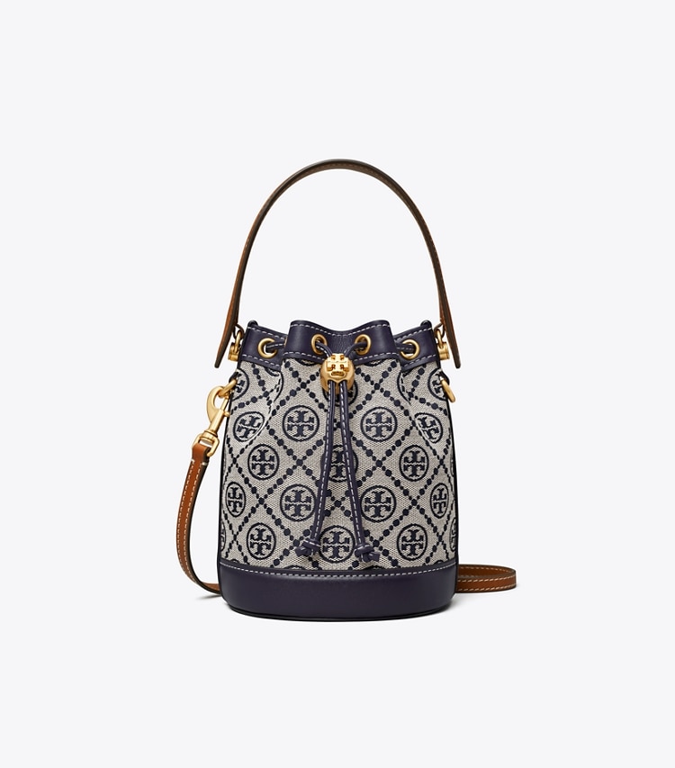 TORY BURCH WOMEN'S MINI T MONOGRAM BUCKET BAG - Tory Navy