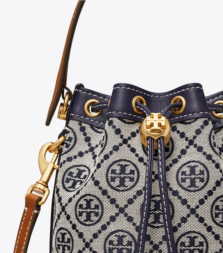 TORY BURCH WOMEN'S MINI T MONOGRAM BUCKET BAG - Tory Navy