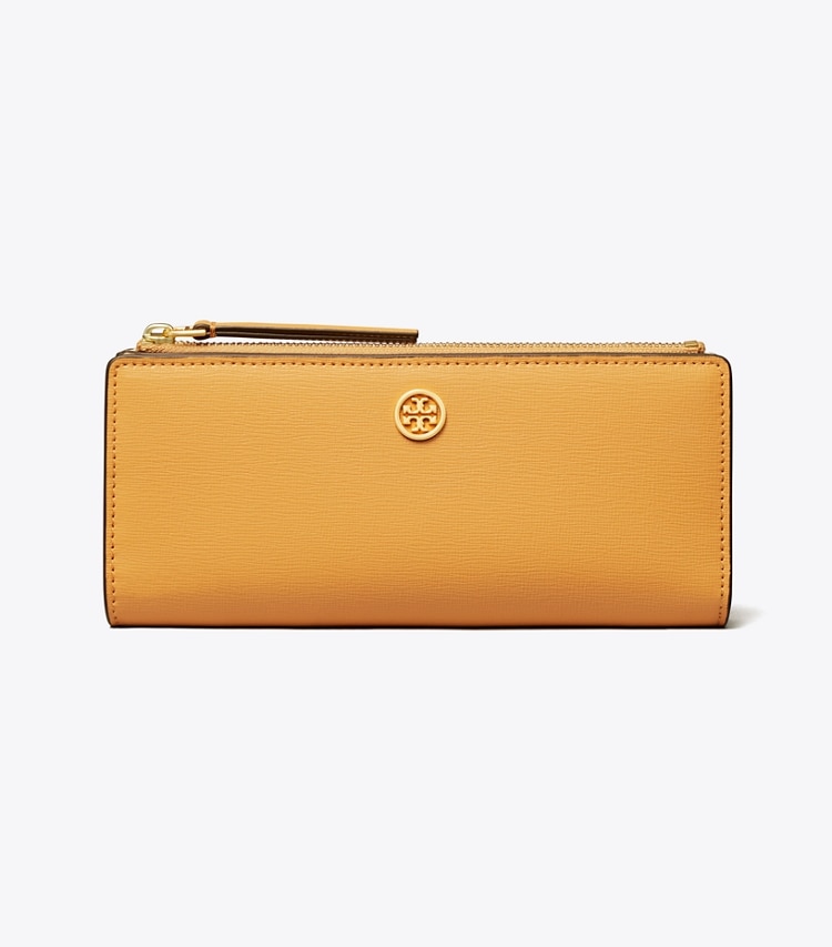 TORY BURCH WOMEN'S ROBINSON ZIP SLIM WALLET - English Ochre