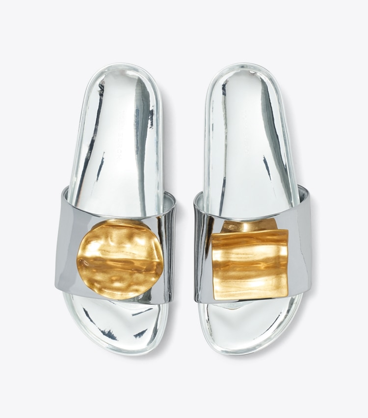 TORY BURCH WOMEN'S PATOS MISMATCHED SLIDE - Argento