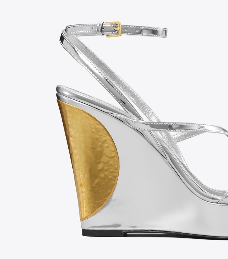 TORY BURCH WOMEN'S PATOS WEDGE - Argento / Gold / Gold