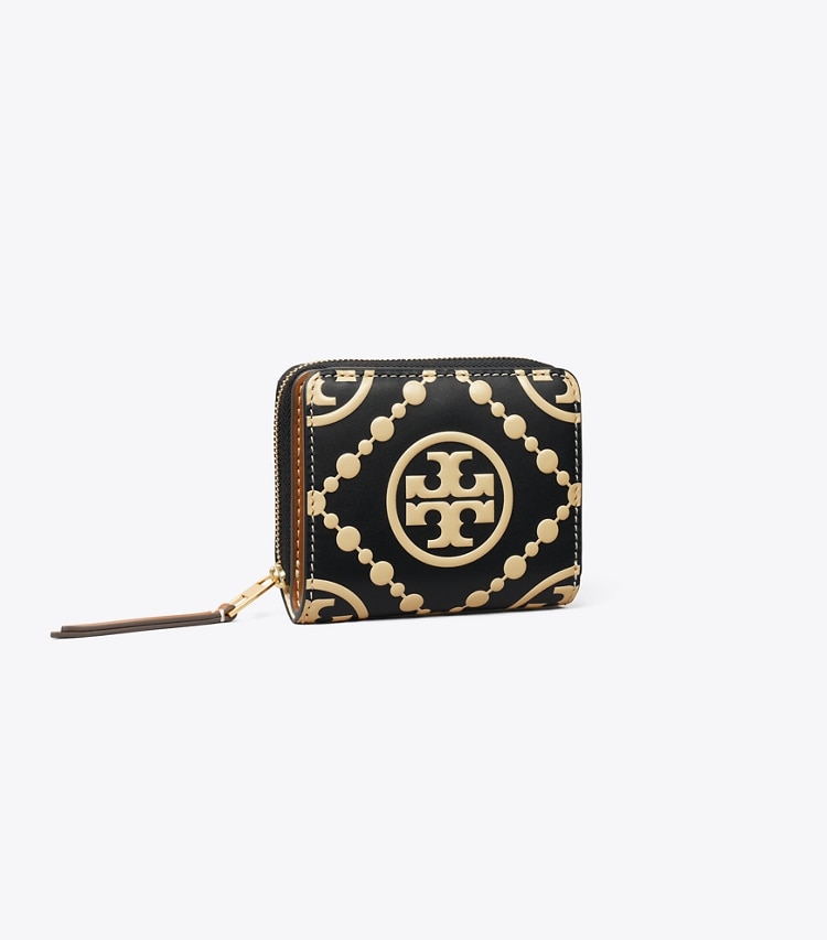 TORY BURCH WOMEN'S T MONOGRAM CONTRAST EMBOSSED BI-FOLD WALLET - Black / New Cream