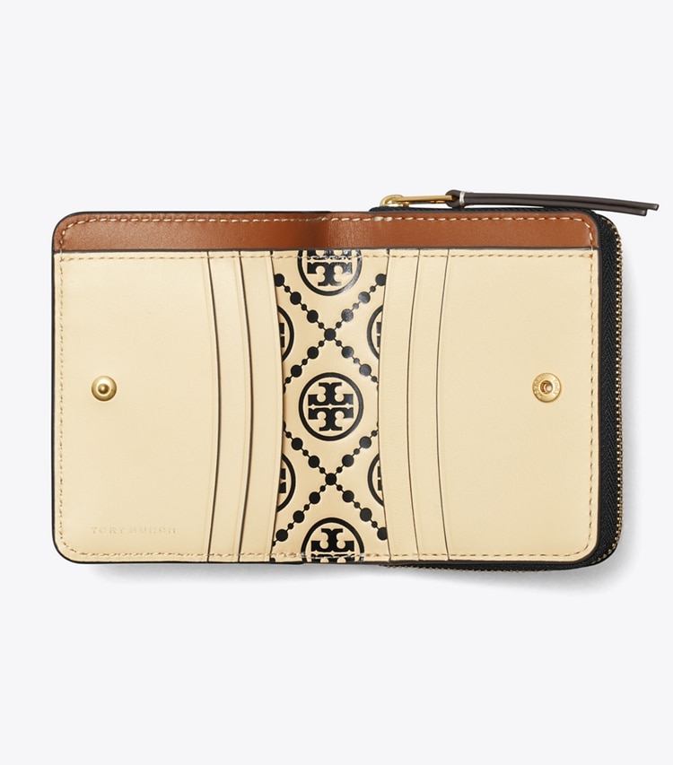 TORY BURCH WOMEN'S T MONOGRAM CONTRAST EMBOSSED BI-FOLD WALLET - Black / New Cream