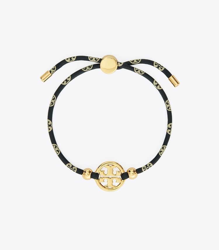 TORY BURCH WOMEN'S T MONOGRAM MILLER SLIDER BRACELET - Tory Gold / Navy / Ivory - Click Image to Close