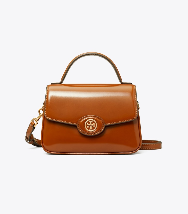 TORY BURCH WOMEN'S SMALL ROBINSON SPAZZOLATO TOP-HANDLE BAG - Dark Sienna