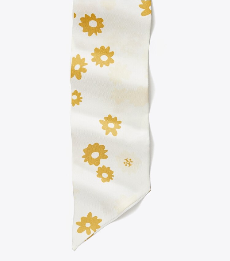 TORY BURCH WOMEN'S MEADOW FLORAL SILK RIBBON TIE - Gold