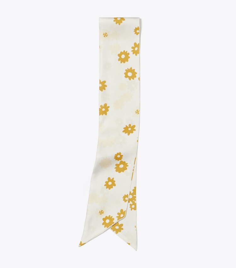 TORY BURCH WOMEN'S MEADOW FLORAL SILK RIBBON TIE - Gold