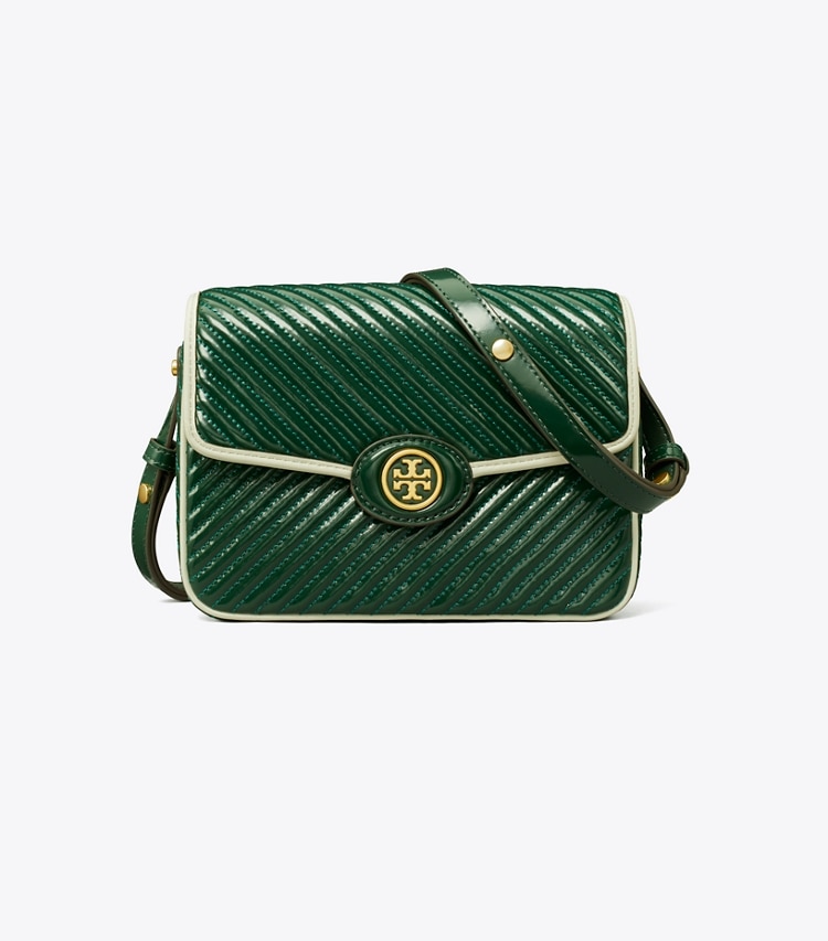 TORY BURCH WOMEN'S ROBINSON PATENT QUILTED SHOULDER BAG - Pine Tree