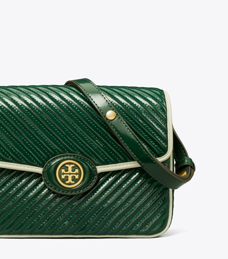 TORY BURCH WOMEN'S ROBINSON PATENT QUILTED SHOULDER BAG - Pine Tree