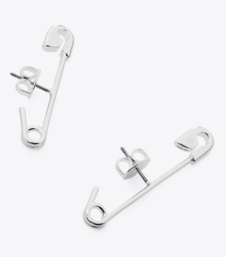 TORY BURCH WOMEN'S SMALL SAFETY PIN EARRING - Tory Silver