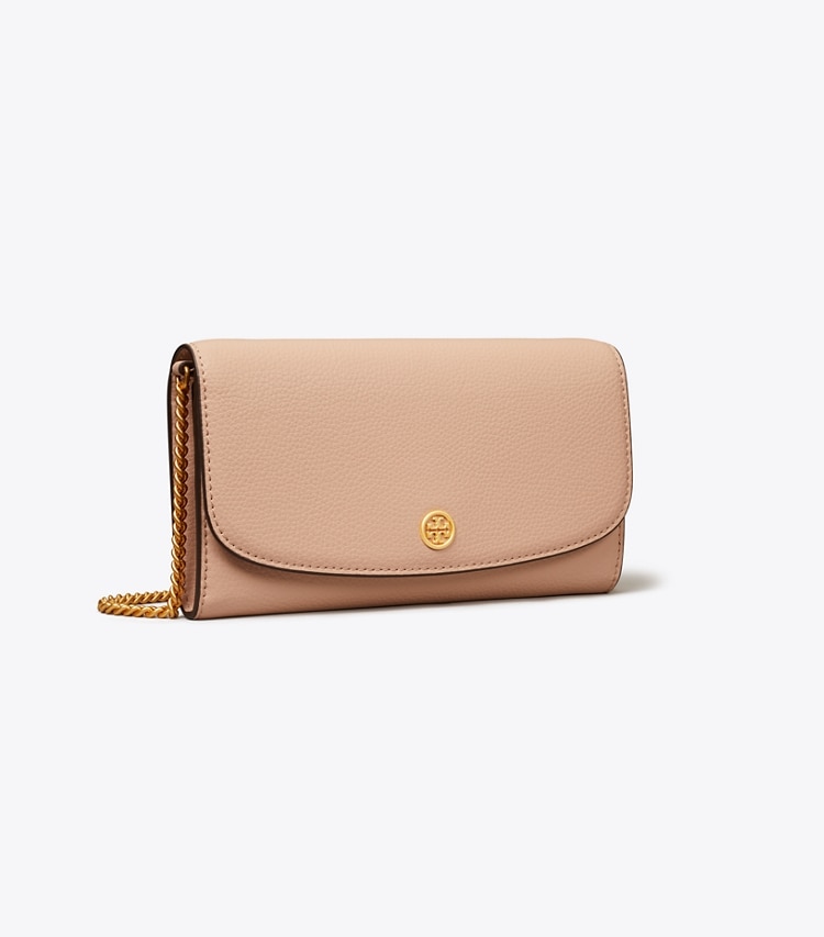 TORY BURCH WOMEN'S ROBINSON PEBBLED CHAIN WALLET - Goan Sand