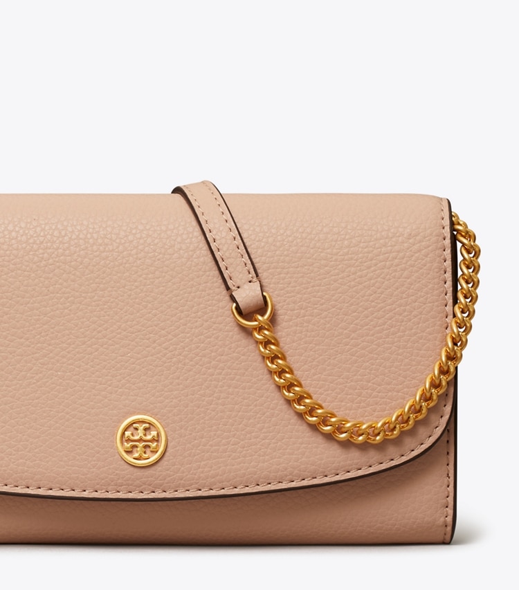 TORY BURCH WOMEN'S ROBINSON PEBBLED CHAIN WALLET - Goan Sand