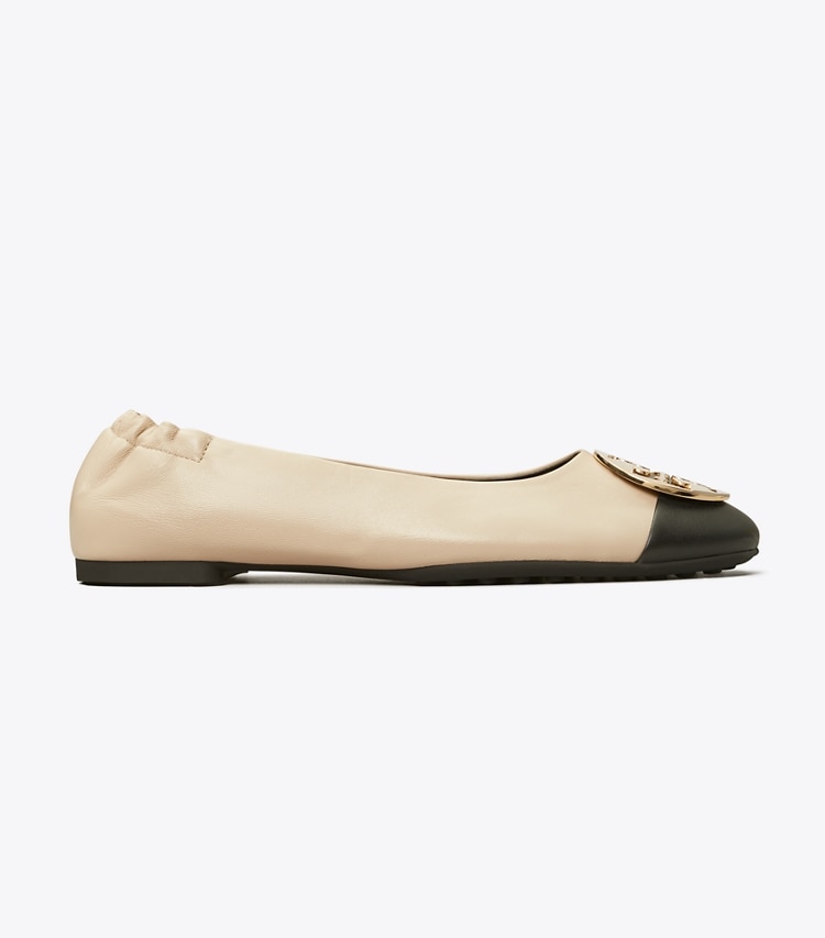 TORY BURCH WOMEN'S CLAIRE CAP-TOE BALLET - Black / New Cream