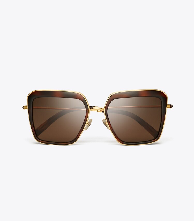 TORY BURCH WOMEN'S KIRA BOLD RIM SUNGLASSES - Dark Tortoise/Dark Brown